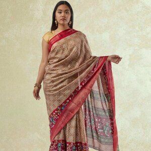 Brown and Red Dola Silk Saree - Buy Online | Muvvas Boutique